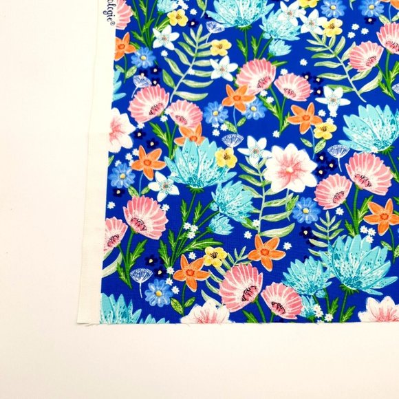 Watercolor Blue Floral Quilt Fat Quarter Fabric 100% Cotton 18" x 21" Min Cut - Picture 3 of 6